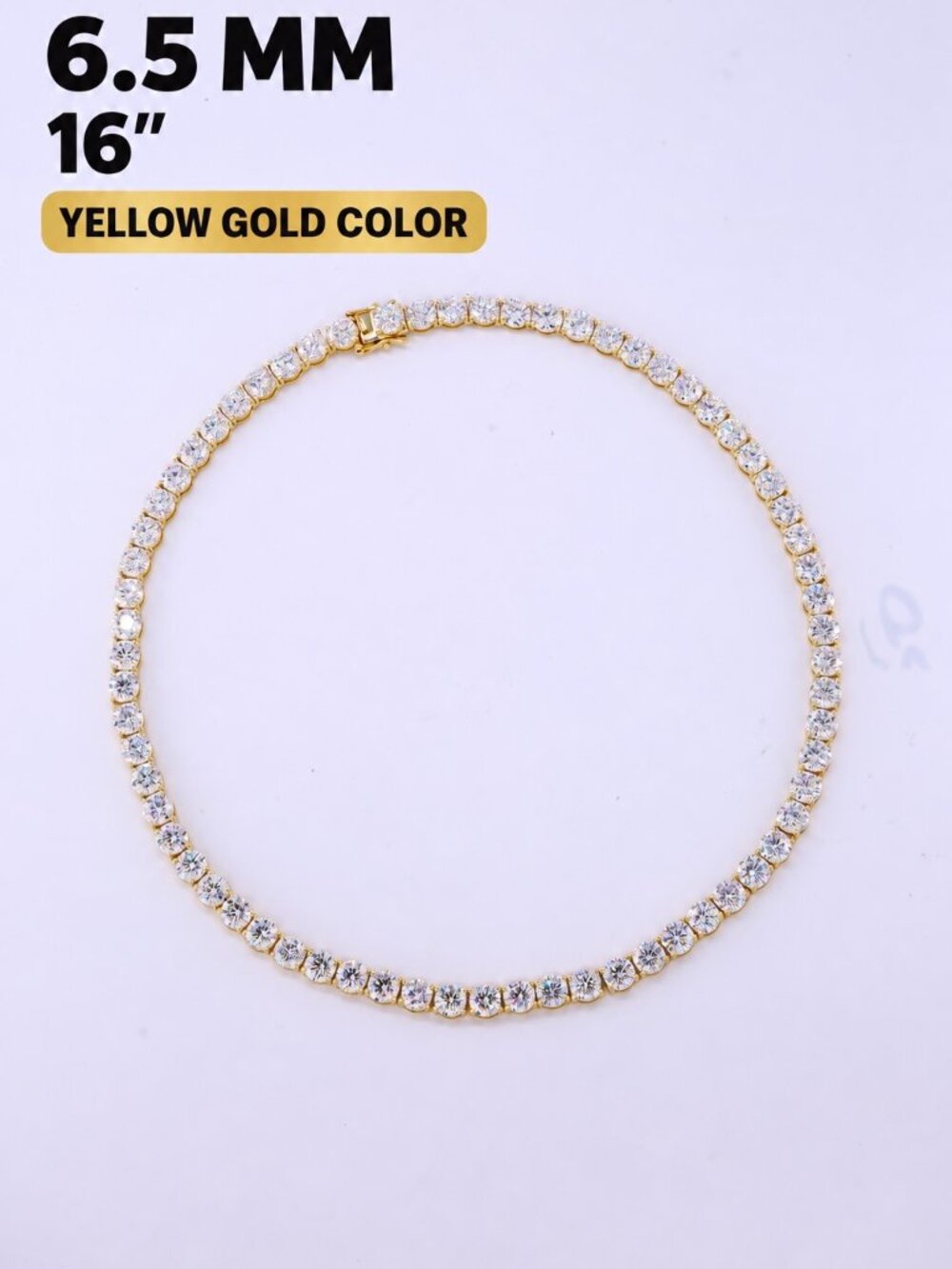 LEKANI 6.5mm Moissanite Tennis Necklace S925 Gold 16 in